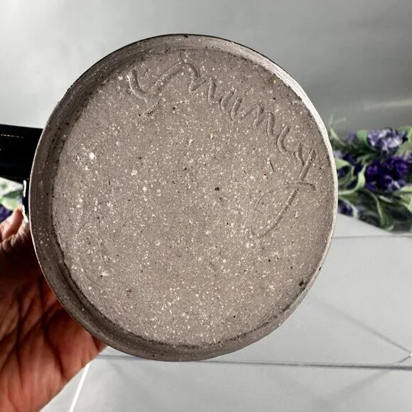 Grape Vine Mug Studio Pottery Vintage Clay Stoneware Thumb Rest Hand Cup - Picture 8 of 14